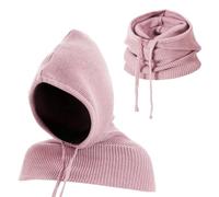 TAGVO 2 in 1 Balaclava Hat With Hooded Scarf, Windproof Slouchy Knitted Balaclava, Winter Soft Pullover Knit Scarf Beanie Hooded Scarf Hat, One Piece Hat and Neck Warmer, Unisex Scarves & Wraps