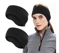 TAGVO 2 Pack Winter Headband Ear Warmer Lightweight, Made of Warm Cozy Fleece Material with Full Cover Ear Muffs, Stretch to Size Non-Bulky Snug Fit for Adults Men Women for Sport & Casual