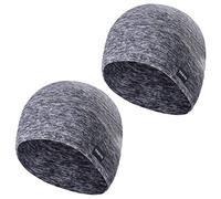 TAGVO 2 Packs Winter Thermal Fleece Running Hat, Beanie Cap Headwear with Ear Covers, Skull Cap Cycling Helmet Liner for Adults Women and Men Unisex Elastic Size Universal