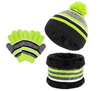 TAGVO 3 in 1 Warm Beanie Hat Scarf Gloves Set for Kids, Winter Thicken Fleece Thermal Knit Hat Scarf Gloves Set,for Kids children Boys Girls, Aged 3-6, Winter Accessories Sets