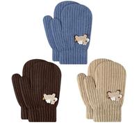 TAGVO 3 Pairs Toddler Stretchy Mittens for Boys Girls Age 2-5, kids Thermal Soft Layer Winter Magic Gloves, Windproof Full Finger Knit Cold Weather Gloves - Spring, Autumn and Winter