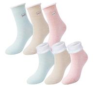 TAGVO 3 Pairs Winter Coral Fleece Slipper Socks,Warm Cosy Coral Fleece Lounge Bed Socks,Non Slip Home Socks,Girls Women Fuzzy Crew Socks,For Party Holiday Multipack Gifts,Uk 3-9