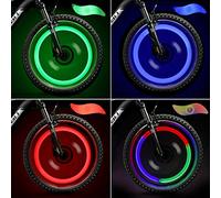 TAGVO 4pcs Bike Spoke Light (Red+Green+Blue+Multicolour) with Delicate Box, Waterproof Easy Install Wheel Spoke Lights LED Neon Tire Flash Lamp with 3 Flash Modes, for Both Adults Kids Bike
