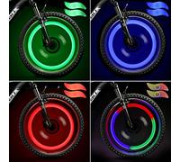 TAGVO 4pcs Bike Spoke Light(Red+Green+Blue+Multicolour) with Delicate Box,Waterproof Easy Install Wheel Spoke Lights LED Neon Tire Flash Lamp with 3 Flash Modes,for Both Adults Kids Bike