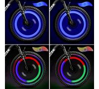 TAGVO 4pcs Bike Spoke Light(Red+Green+Blue+Multicolour) with Delicate Box,Waterproof Easy Install Wheel Spoke Lights LED Neon Tire Flash Lamp with 3 Flash Modes,for Both Adults Kids Bike