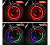 TAGVO 4pcs Bike Spoke Light(Red+Green+Blue+Multicolour) with Delicate Box,Waterproof Easy Install Wheel Spoke Lights LED Neon Tire Flash Lamp with 3 Flash Modes,for Both Adults Kids Bike