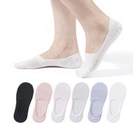 TAGVO 6 Pairs Cotton No Show Socks for Women,Ladies Low Cut Liner Invisible Socks, Non slip Soft Breathable Casual Ankle Socks Boat Socks for Loafers Sneakers Flats Boat Shoes