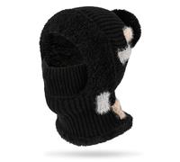 TAGVO Balaclava Full Face Ski Mask for Women, Winter Knit Slouch Beanie Hat with Pompom, Windproof Wooly Snood Hood Lined Skull Cap in Thermal Fleece Linning for Ladies Outdoor Hiking Cycling Working