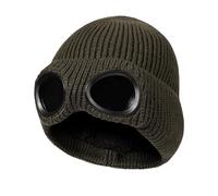 TAGVO Beanie Hat with Windproof Goggles, Winter Unisex Warm Fleece Lined Knit Hat, Thick Skull Cap Winter Woolly Hats for Outdoor Sports, Classic Stretchy Soft Knit Beanie Green