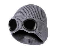 TAGVO Beanie Hat with Windproof Goggles, Winter Unisex Warm Fleece Lined Knit Hat, Thick Skull Cap Winter Woolly Hats for Outdoor Sports, Classic Stretchy Soft Knit Beanie Grey