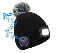 TAGVO Bluetooth Beanie Hat with LED Headlight, USB Rechargeable LED Beanie Cap with Headphones Built-in Stereo Speakers & Mic, Lighted Cap for Camping Running Skiing Hiking Cycling, Women Tech Gifts
