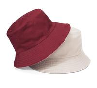 TAGVO Bucket Hat Unisex Big Reversible Cotton Fisherman Sun Cap Double Sided Hat for Holidays Fishing Hiking 58-65cm Red-Beige