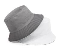 TAGVO Bucket Hat Unisex Big Reversible Cotton Fisherman Sun Cap Double Sided Hat for Holidays Fishing Hiking 58-65cm Grey-White