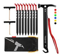 TAGVO Camping Hammer with 8 PCS Aluminum Alloy Tent Pegs and 2 PCS Multifuctional Tent Stakes Puller Set with Storage Bag, Multifunction Aluminum Tent hammer Camping Mallet Portable for Camping