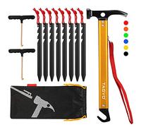 TAGVO Camping Hammer with 8 PCS Aluminum Alloy Tent Pegs and 2 PCS Multifuctional Tent Stakes Puller Set with Storage Bag, Multifunction Aluminum Tent hammer Camping Mallet Portable for Camping
