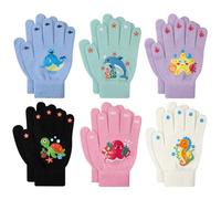 TAGVO Kids Magic Winter Gloves 6 Pairs Set, Childrens Cute Funny Ocean Theme Stretchy Knit Warm Windproof Cold Weather Ski Snow Bike Gloves, Mittens Multipack for Boys Girls Outdoor Playing