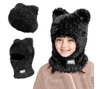 TAGVO Kids Thermal Balaclava - 3 in 1 Wooly Knit Winter Hat, Windproof Cycling Ski Mask Cold Weather Snood Hood Hats with Neck Warmer for Boys & Girls Children Age 2-10 Two Styles Black