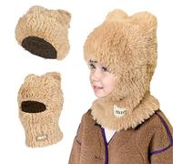 TAGVO Kids Thermal Balaclava - 3 in 1 Wooly Knit Winter Hat, Windproof Cycling Ski Mask Cold Weather Snood Hood Hats with Neck Warmer for Boys & Girls Children Age 2-10 Two Styles Beige