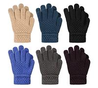 TAGVO Kid's Winter Magic Gloves, Children Stretchy Warm Magic Mittens, Boys or Girls Knit Full Finger Mittens for Toddler, 6 Pairs