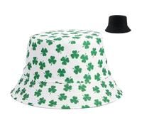 TAGVO St Patrick’s Day Green Leaf - Unisex Bucket Hat Irish Bucket Sun Hat Reversible Green Day Fisherman Hat for Costume Travel Beach Party