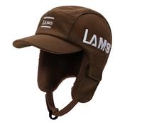 TAGVO Trapper Hat with Hard Brim Sherpa Lined Dual Pockets Windproof Buckle Embroidered Baseball Hat Style Winter Cap for Men and Women Brown