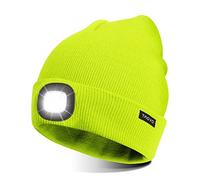 TAGVO Unisex Beanie with The Light, USB Rechargeable LED Headlamp Cap, Hands Free Headlamp Flashlight Hat, Winter Warm Knitted Night Lighted Hat, Gifts for Dad Father Husband