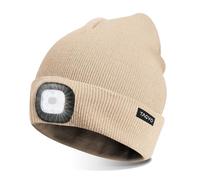 TAGVO Unisex Beanie with The Light, USB Rechargeable LED Headlamp Cap, Hands Free Headlamp Flashlight Hat, Winter Warm Knitted Night Lighted Hat, Gifts for Dad Father Husband