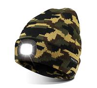TAGVO Unisex Beanie with The Light, USB Rechargeable LED Headlamp Cap, Hands Free Headlamp Flashlight Hat, Winter Warm Knitted Night Lighted Hat, Gifts for Dad Father Husband