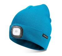 TAGVO Unisex Beanie with The Light, USB Rechargeable LED Headlamp Cap, Hands Free Headlamp Flashlight Hat, Winter Warm Knitted Night Lighted Hat, Gifts for Dad Father Husband