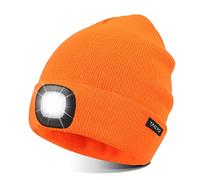 TAGVO Unisex Beanie with The Light, USB Rechargeable LED Headlamp Cap, Hands Free Headlamp Flashlight Hat, Winter Warm Knitted Night Lighted Hat, Gifts for Dad Father Husband