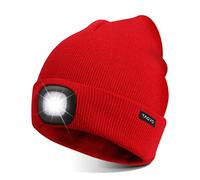 TAGVO Unisex Beanie with The Light, USB Rechargeable LED Headlamp Cap, Hands Free Headlamp Flashlight Hat, Winter Warm Knitted Night Lighted Hat, Gifts for Dad Father Husband