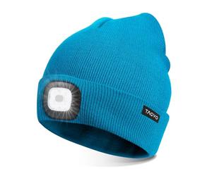 TAGVO Unisex Beanie with The Light, USB Rechargeable LED Headlamp Cap, Hands Free Headlamp Flashlight Hat, Winter Warm Knitted Night Lighted Hat, Gifts for Dad Father Husband