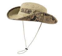 TAGVO Unisex Fashion Bucket Hat, Classic Two-Tone Letter Wide Brim Foldable UV Protection Safari Sun Hat, Packable Outdoor Men Women Khaki