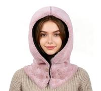 TAGVO Unisex Hooded Scarf Hat 2-in-1 Windproof Fleece Lined Balaclava Thermal Plush Neck Warmer for Men & Women