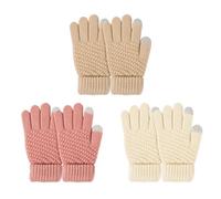 TAGVO Unisex Knit Full Finger Mittens for Toddler, Stretch Full Finger Gloves with Thin Thermal Fleece, Thermal Winter Gloves for Boys Girls Baby Daily Wear, Aged 5-15