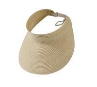 TAGVO Visor Sun Hat Women, Adjustable Straw Hat Wide Brim UV Protection Visor Hat, Foldable Ponytail Beach Hat Ladies Breathable Rollable Topless Cap, Packable Outdoor Summer Cap Travel Holiday