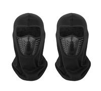 TAGVO Warm Balaclava Full Face Mask Cover with Breathable Mesh Silicone Panel, Winter Fleece Neck Warmer Wind Proof, Fit Helmet Hat for Adults - Elastic Size Universal(Black-2Pack)