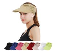 TAGVO Wide Brim Visor Hat for Women Quick Dry Flexfit Sun Hat Wicking Beach Sunhat Adjustable Sports Caps UPF50+ Protection for Outdoors Beige