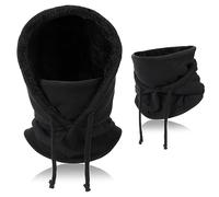 TAGVO Winter Balaclava Windproof Ski Mask, Double-Layer Warm Cap＆Neck for Men Women, Face Cover Thermal Fleece Hood Winter,Adjustable Face Mask for Moto Ski Cycling, Winter Gift, Black