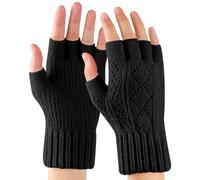 TAGVO Winter Fingerless Gloves for Men & Women, Soft Layered Fleece Thermal Knitted Cycling Gloves, Windproof Elastic Hand Warmers For Cycling, Working, Running, Typing