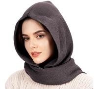 TAGVO Winter Hat Scarves 2 in 1, Windproof Winter Hat with Neck Warmer Soft Hooded Scarf Hat, Unisex Pullover Scarf Beanie, Elastic Warm Head Scarves Wraps Balaclava Hat Grey