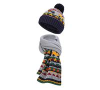TAGVO Winter Kids Knit Bobble Hat Scarf Set, Elastic Warm Beanie Cap with Thick Cotton Lining & Warm Neck Warmer Set, Winter Thermal Soft Accessories Truck for Kid Children Girls Boys, Aged 4-7