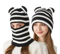 TAGVO Women Winter Beanie Crochet Hat - One Cap for Two Purposes, Multifunction Windproof Thermal Elastic Slouchy Skull Cap, Balaclavas Hood Hat with Neck Warmer for Women Skiing Cycling Cosplay Party