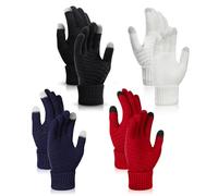 TAGVO Women Winter Knitted Gloves - 2 Pairs Warm Couple Gloves with Touch Screen Thin Fleece Liner for Indoor, Outdoor, Driving & Shopping