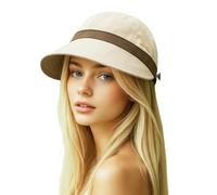 TAGVO Women's Wide Brim Sun Hat, Quick-Dry Waterproof Peaked Cap, Ponytail-Friendly, UV Protection, Foldable & Lightweight Beige