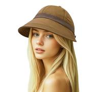 TAGVO Women's Wide Brim Sun Hat, Quick-Dry Waterproof Peaked Cap, Ponytail-Friendly, UV Protection, Foldable & Lightweight Brown