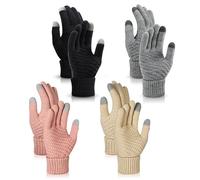 TAGVO Women's Winter Knitted Gloves - Couple Warm Gloves, Touchscreen Thin Fleece Liner Full Finger, Suitable for Indoor/Outdoor Use