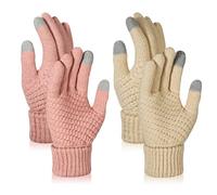 TAGVO Women's Winter Knitted Gloves, Couple Warm Gloves with Touch Screen Thin Fleece Liner, Suitable for Indoor/Outdoor Use