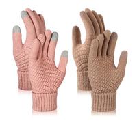 TAGVO Women's Winter Knitted Gloves - Couple Warm Gloves with Touch Screen Thin Fleece Liner, Suitable for Indoor/Outdoor Use