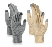 TAGVO Women's Winter Knitted Gloves - Pair of Warm Gloves with Touch Screen Thin Fleece Liner, Full Finger Design, Great for Indoor Leisure, Work or Outdoor Driving, Commuting, Shopping